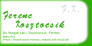 ferenc kosztocsik business card